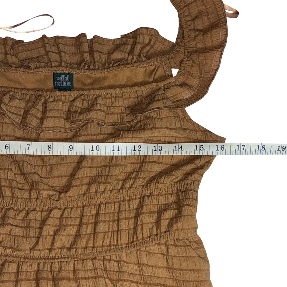 Wild Fable Brown Ruffle Off Shoulder Mini Dress Size M NWT Boho Cottagecore - Picture 7 of 10